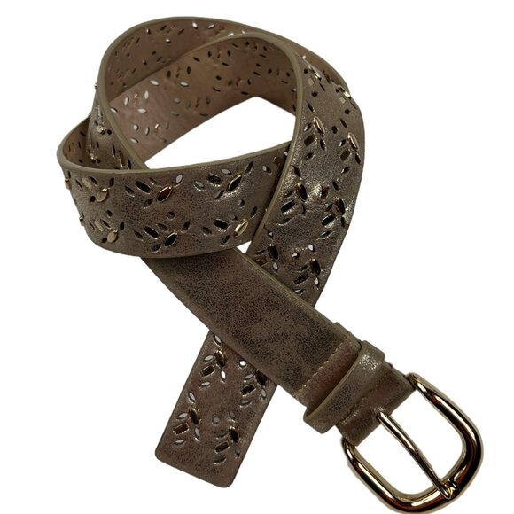 Target Gold Metallic Cutout Belt Adornments Goldtone Buckle Manmade Size Medium - Picture 1 of 15